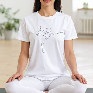 Dancer Pose Yoga Woman Minimalist Black Line Art Tri-Blend Shirt