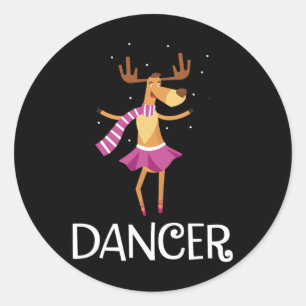Dancer Prancer Christmas Dancing Reindeer Classic Round Sticker
