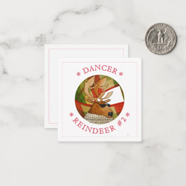 DANCER REINDEER 2.5" Square Flat Card (Front/Back In Situ)