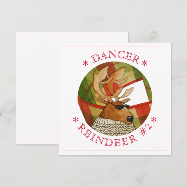 DANCER REINDEER 5.25" Square Flat Card (Front/Back)