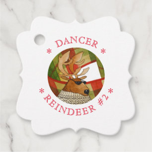 DANCER REINDEER Fancy Square Favour/Gift Tags