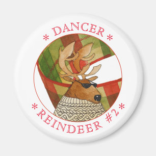 DANCER REINDEER Round Magnet
