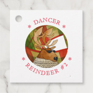 DANCER REINDEER Square Favour/Gift Tags