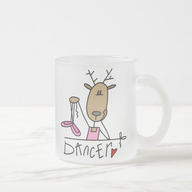 Dancer Reindeer T-shirts and Gifts Frosted Glass Coffee Mug (Right)