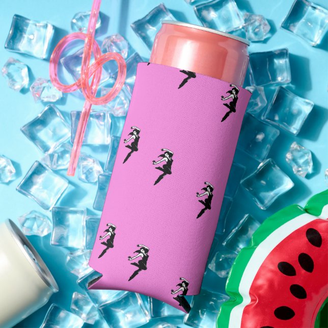 Dancer silhouette on pink seltzer can cooler (In Situ Summer)