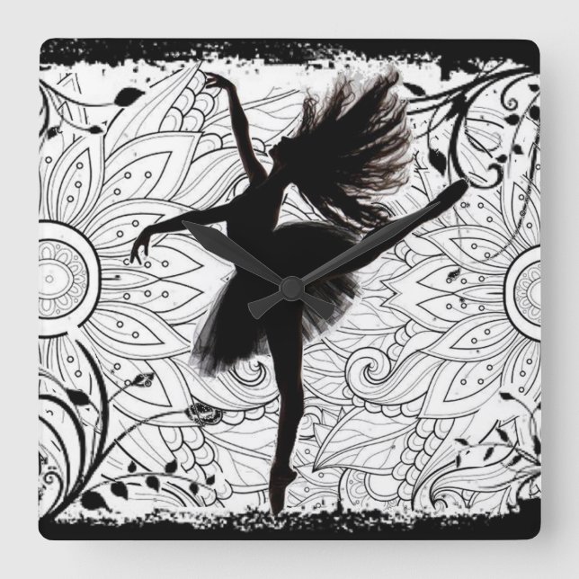 Dancer Square Wall Clock (Front)