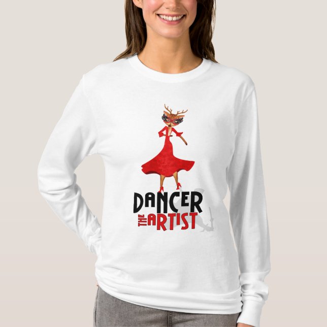Dancer the Artist Santa's Reindeer T-Shirt (Front)