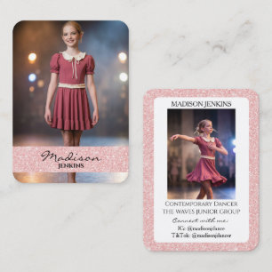 Dancer Trading Cards Rose Pink Glitter Photo