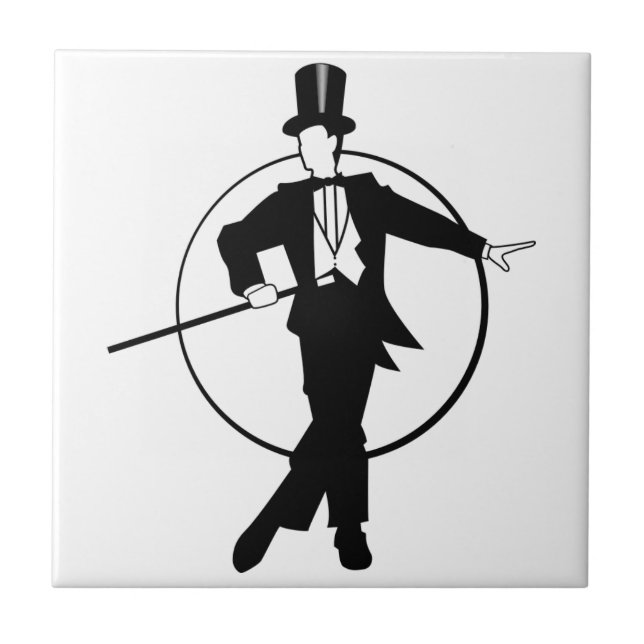 Dancer Tuxedo Top Hat Cane 20's art deco Tile (Front)