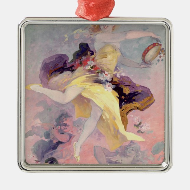 Dancer with a Basque Tambourine Metal Tree Decoration (Front)