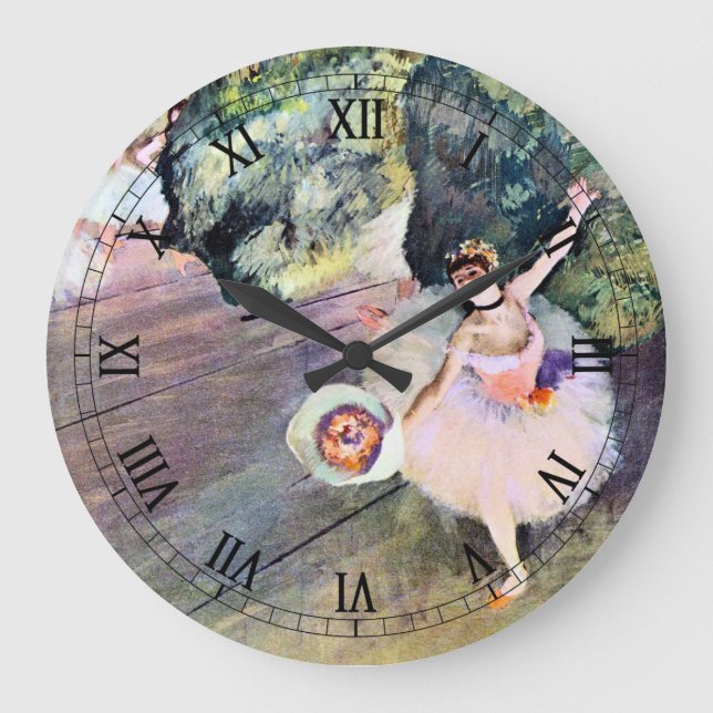 Dancer with a Bouquet of Flowers by Edgar Degas Large Clock (Front)
