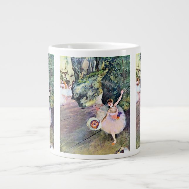 Dancer with a Bouquet of Flowers by Edgar Degas Large Coffee Mug (Front)