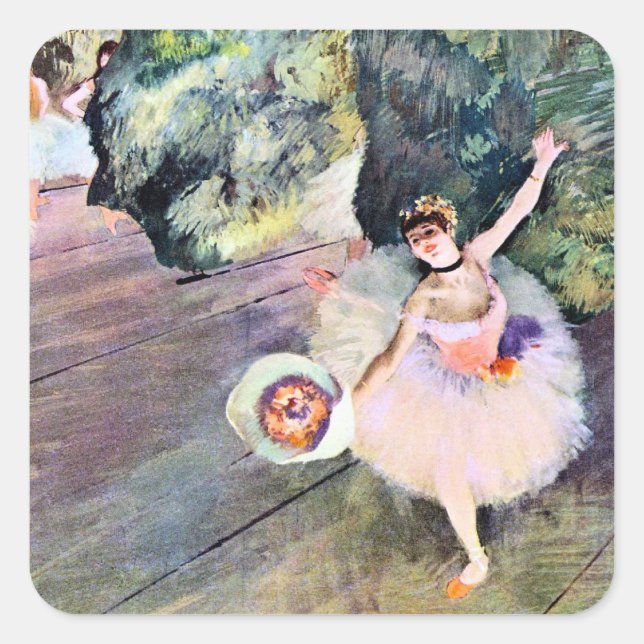 Dancer with a Bouquet of Flowers by Edgar Degas Square Sticker (Front)