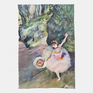 Dancer with a Bouquet of Flowers by Edgar Degas Tea Towel
