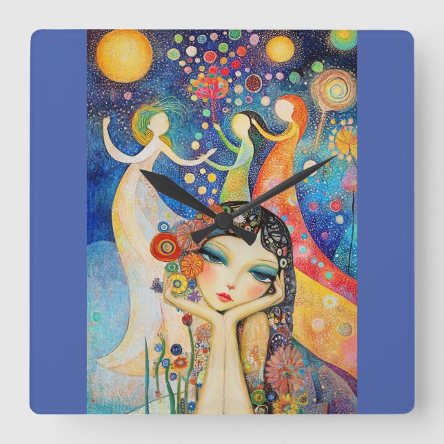 Dancers And Daydreams Square Wall Clock (Front)