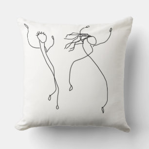 Dancers Dance Minimalist Dancing Black White Artsy Cushion