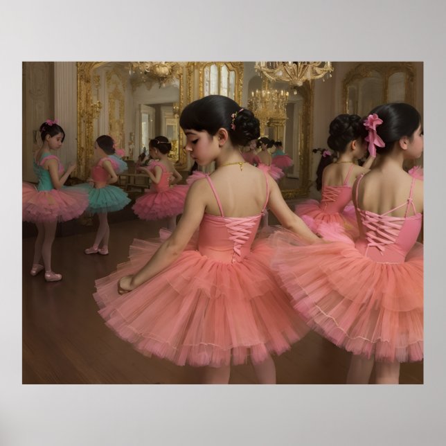 Dancers in a large rococo-style room poster (Front)