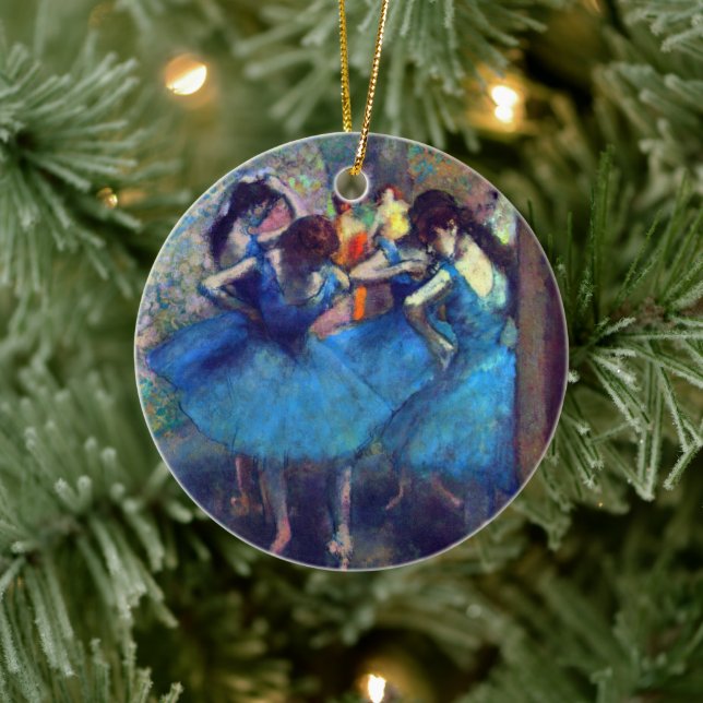 Dancers in Blue by Edgar Degas, Vintage Ballet Art Ceramic Tree Decoration (Tree)