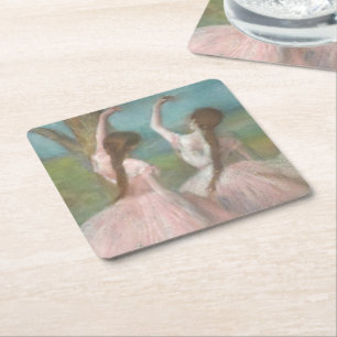 Dancers in Pink Edgar Degas Square Paper Coaster