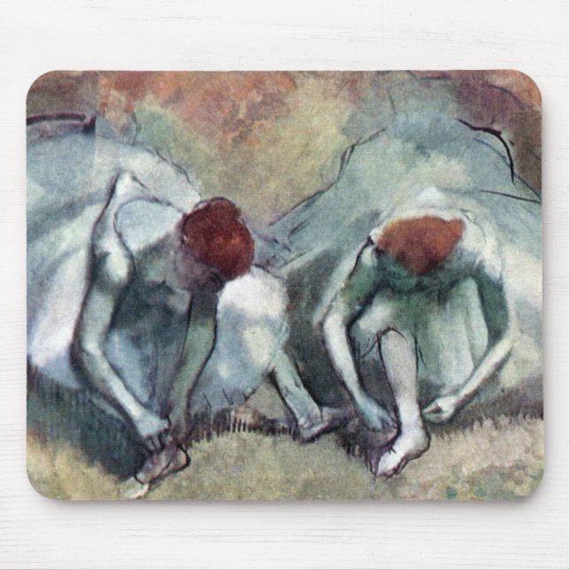 Dancers Lacing Their Shoes by Edgar Degas Mouse Pad (Front)