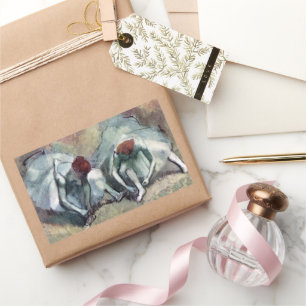 Dancers Lacing Their Shoes by Edgar Degas Rectangular Sticker