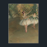 Dancers on a a stage Edgar Degas Postcard<br><div class="desc">2 Ballet dancers on stage Postcard by French impressionist artist Edgar Degas.
Degas is famous for his drawings and oil paintings of dancers and many of his works depict ballet dancers in movement.</div>