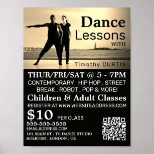 Dancers on Stage, Dance Lesson Advertising Poster