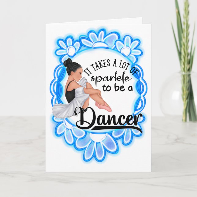 Dancers Sparkle Congratulations Blue Floral Card (Front)