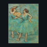 Dancers with a fan Edgar Degas Postcard<br><div class="desc">Ballet dancers with a fan Postcard by French impressionist artist Edgar Degas.
Degas is famous for his drawings and oil paintings of dancers and many of his works depict ballet dancers in movement.</div>