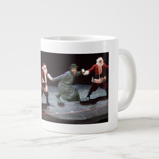 Dancin' Santas & Chassid Large Coffee Mug (Front Right)
