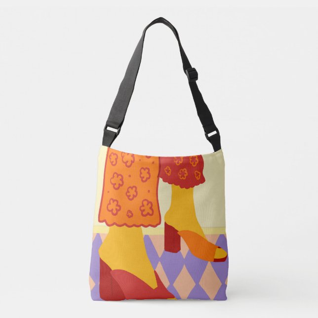 Dancing Across Chequered Dreams Crossbody Bag (Front)