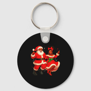 Dancing African Santa Mr Mrs Claus African America Key Ring