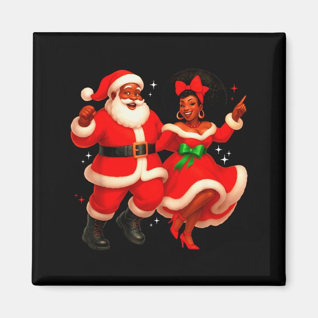 Dancing African Santa Mr Mrs Claus African America Magnet (Front)