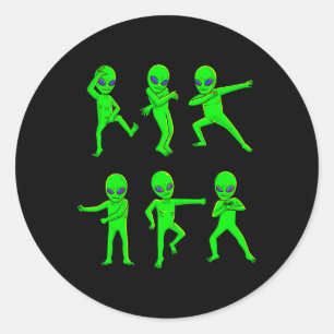 Dancing Aliens Halloween Green Alien Dance Kids Bo Classic Round Sticker