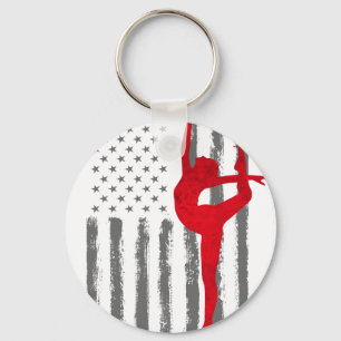 Dancing and Wine  - Vintage USA American Flag for  Key Ring