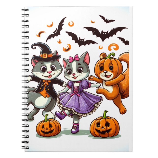 Dancing Animals in Halloween Costumes Notebook (Front)