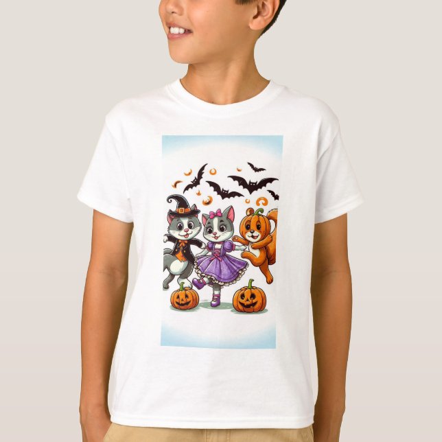 Dancing Animals in Halloween Costumes T-Shirt (Front)