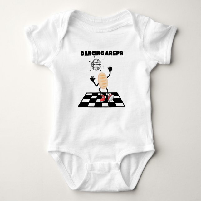 Dancing Arepa Funny Bilingual Venezuelan Arepa  Baby Bodysuit (Front)