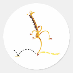 DANCING AROUND BAD "STUFF" GIRAFFE by Jeff Willis Classic Round Sticker