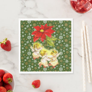 Dancing Baby Angels with Snowflakes Napkin