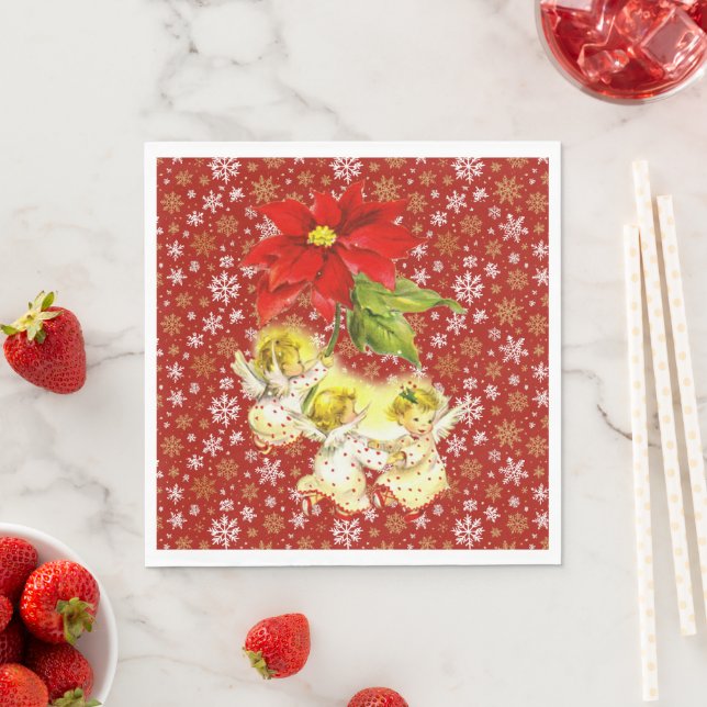 Dancing Baby Angels with Snowflakes Napkin (Insitu)