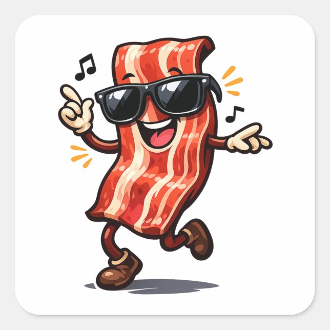 Dancing Bacon Square Sticker (Front)