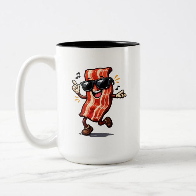 Dancing Bacon Two-Tone Coffee Mug (Left)