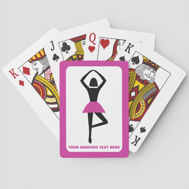 Dancing ballerina black, hot pink custom playing cards (Back)