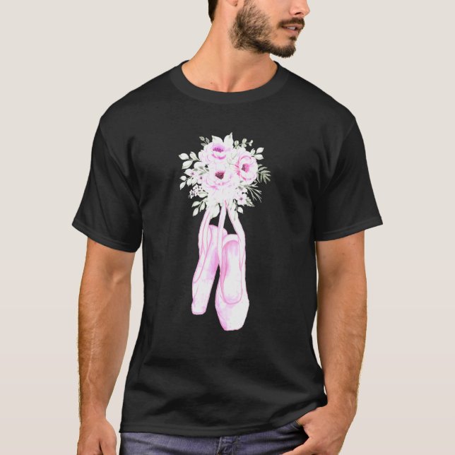 Dancing Ballerina Floral Ballet Shoes T-Shirt (Front)