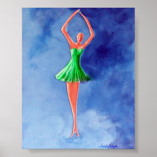 Dancing Ballerina, Green Poster