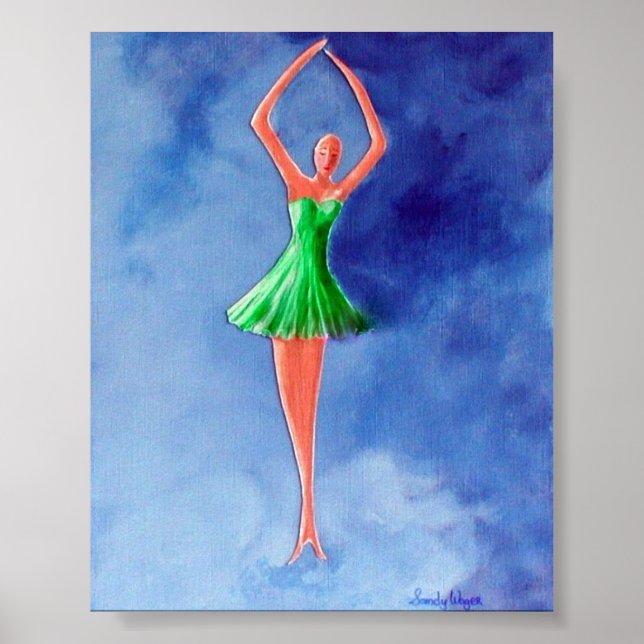 Dancing Ballerina, Green Poster (Front)