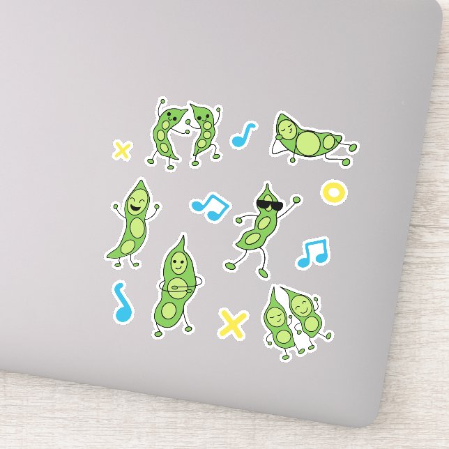 "Dancing Beans" Funny Edamame Sticker Sheet (Detail)