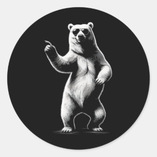Dancing Bear Graphic Art Design Classic Round Sticker
