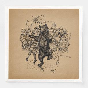 Dancing Bear Vintage Circus Art Napkin